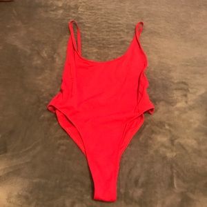Red one piece bathing suit